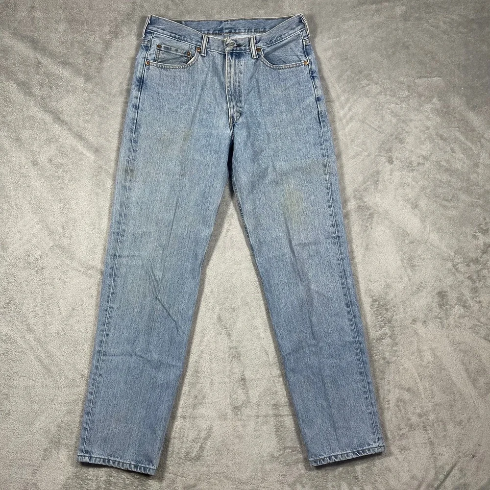 Levi's 505 Jeans‎ Mens 34(32)x36(34) Light Wash Blue Straight Leg Regular Fit